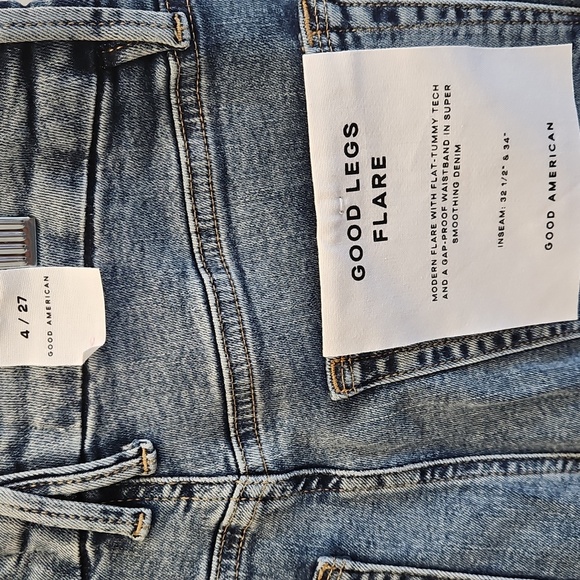 Good American Good Legs Flare Button Fly Jeans Indigo NEW - Picture 4 of 7
